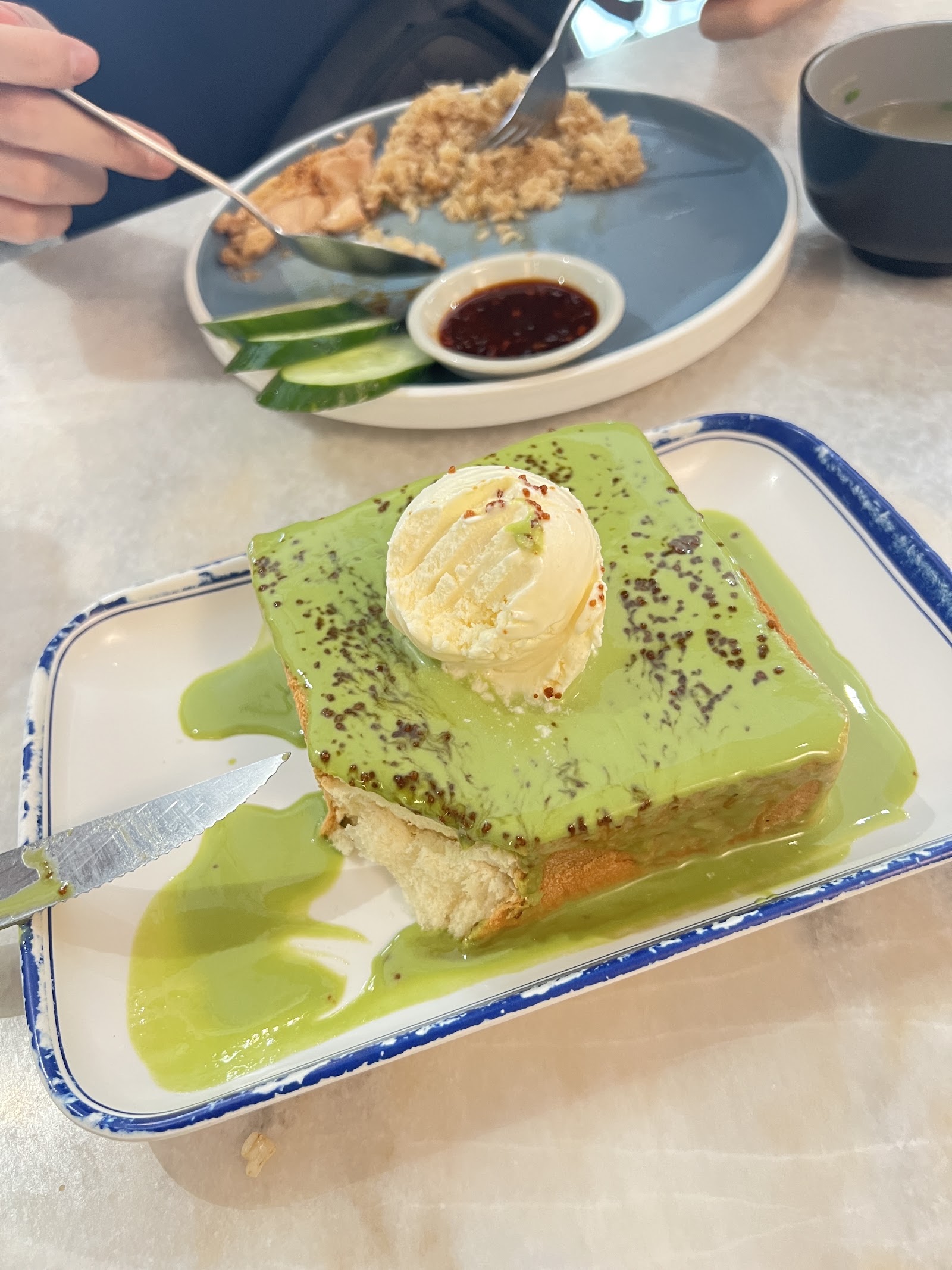 Pandan Thick Toast with Ice Cream